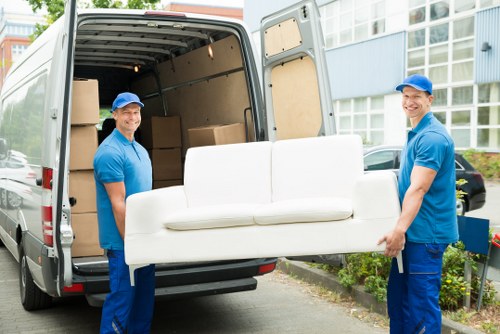 Removal van and moving boxes near Old Oak Common homes