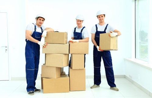 Household furniture and boxes arranged for a flat removal